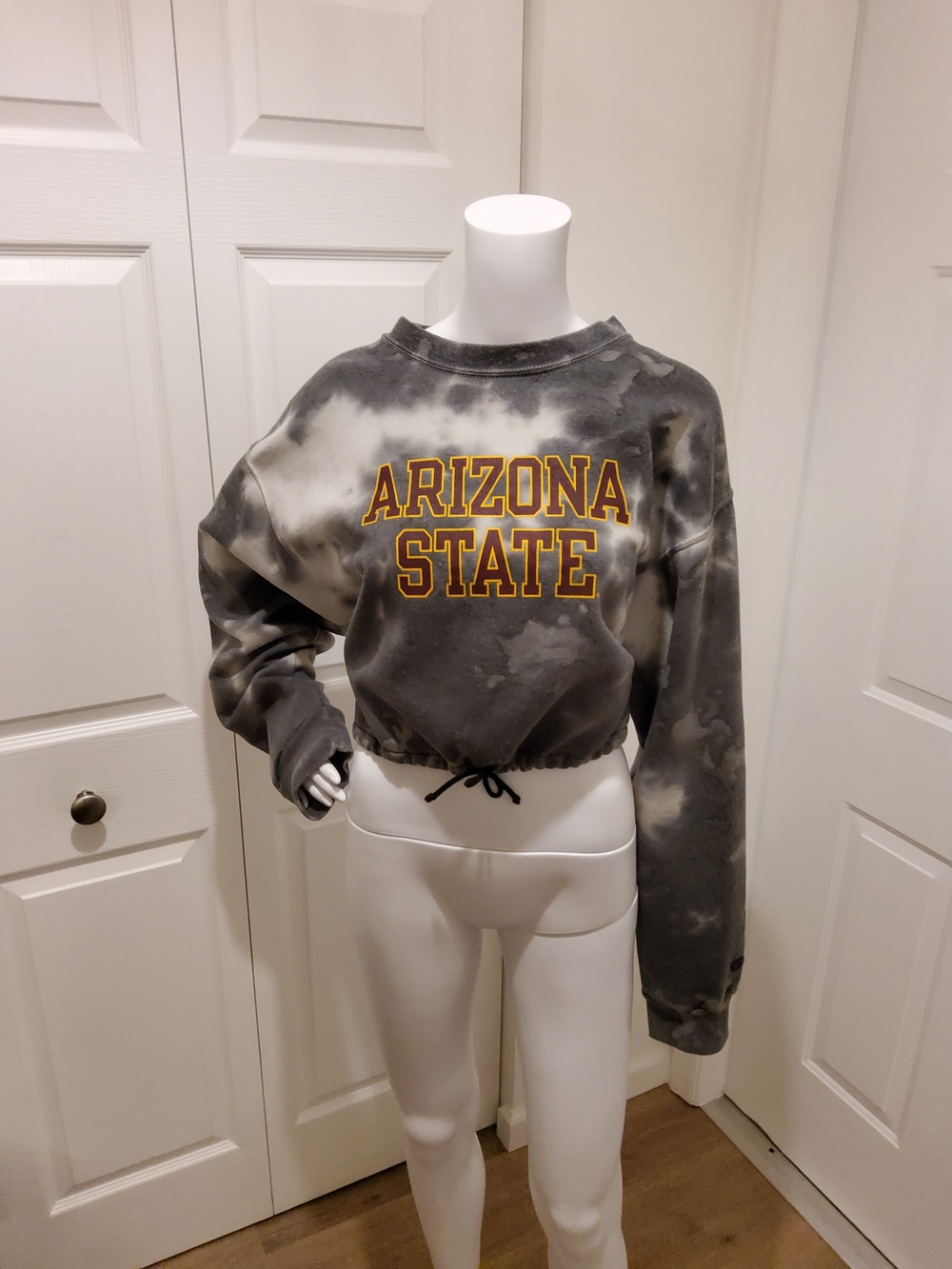 Arizona State Women's Gray Tie-Dye Cropped Sweatshirt ASU